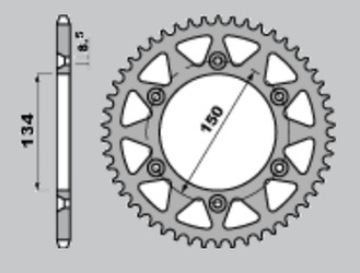 Zębatka tylna 489 50  kawasaki kx/kxf `84-20 (jtr460.50)* (łańc. 520) ergal aluminiowa srebrna